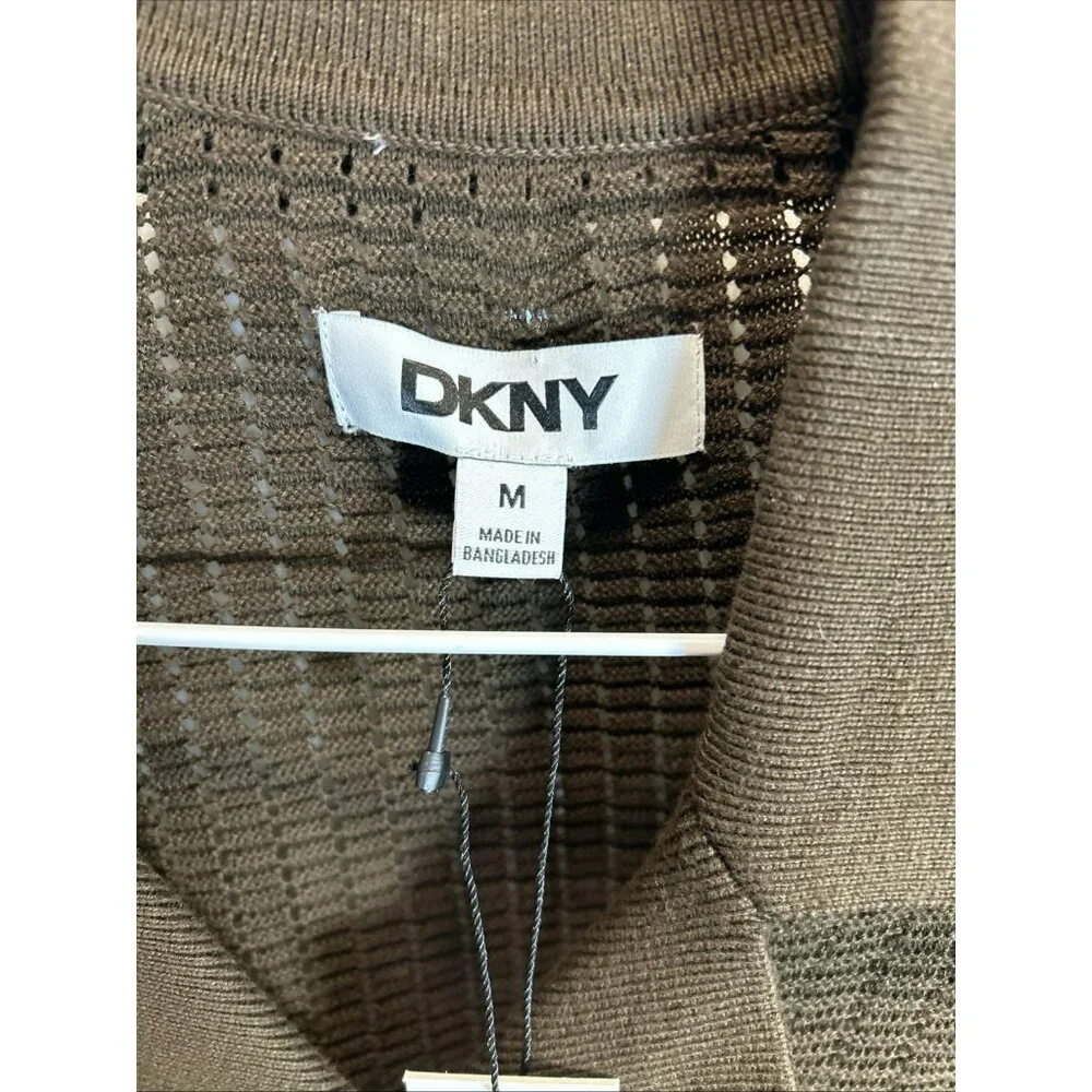 DKNY Men’s Cafe Brown Grid Sweater Shirt M Button-Up NWT | Designer Casual - Picture 2 of 6